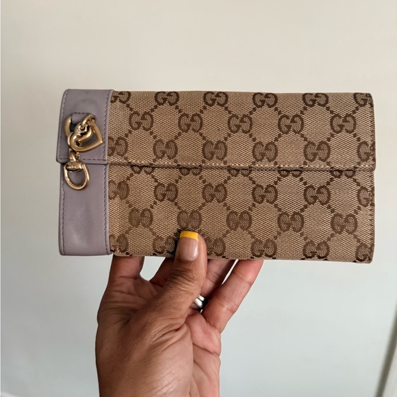Gucci Handbags - Gucci Tan and Purple Clutch
